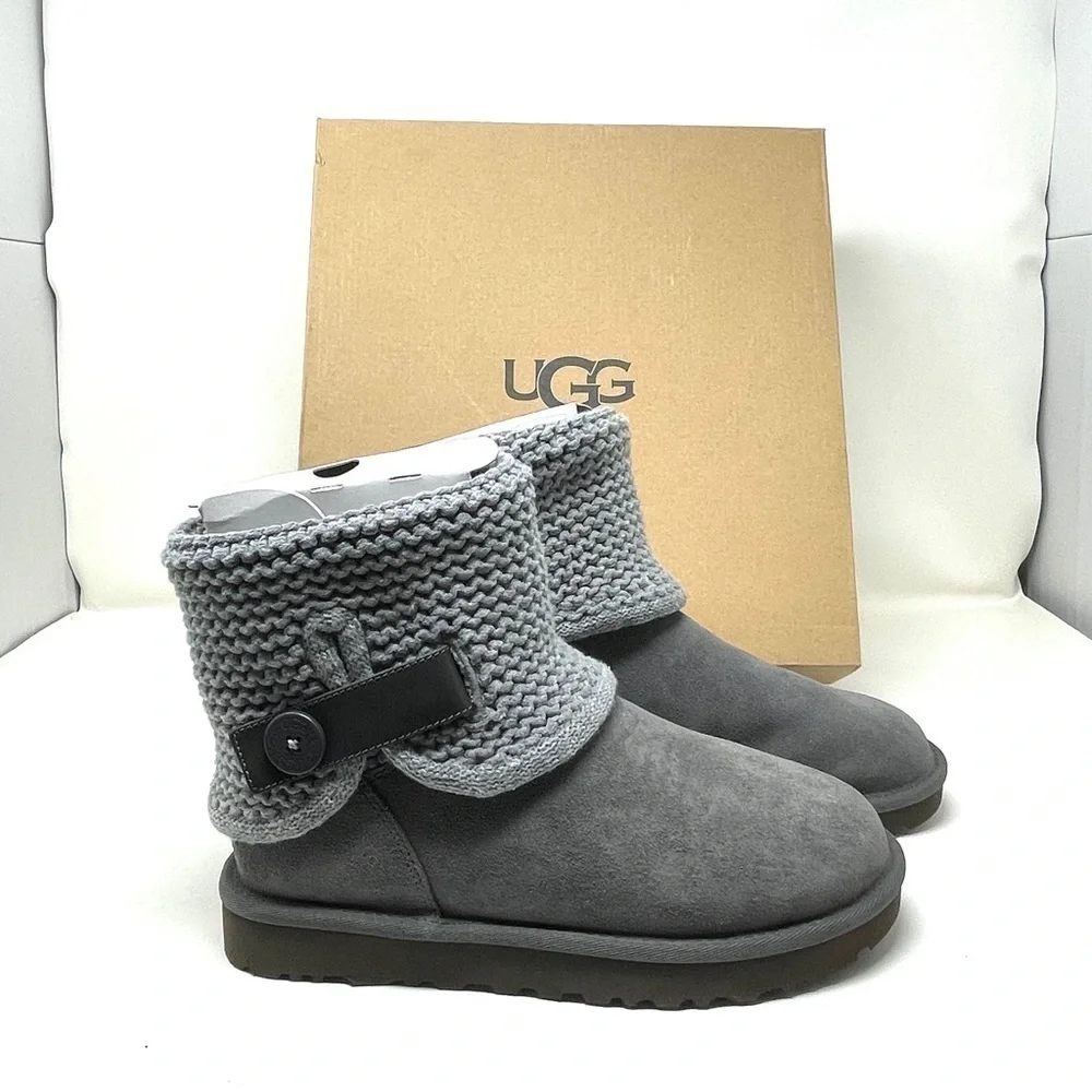 Ugg Shaina Knit Cuff Suede Body Boot Size 7 NWB
